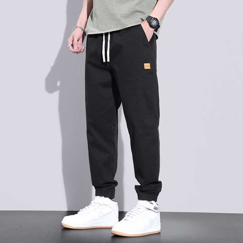 American Fashion Summer Workwear Pants Men's Spring Loose Skinny Men's Casual Pants Fashion Brand Ankle-Tied Harem Pants Men