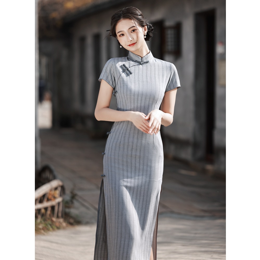 2022夏季新款少女旗袍批发 民国棉旗袍长款改良时尚连衣裙6290