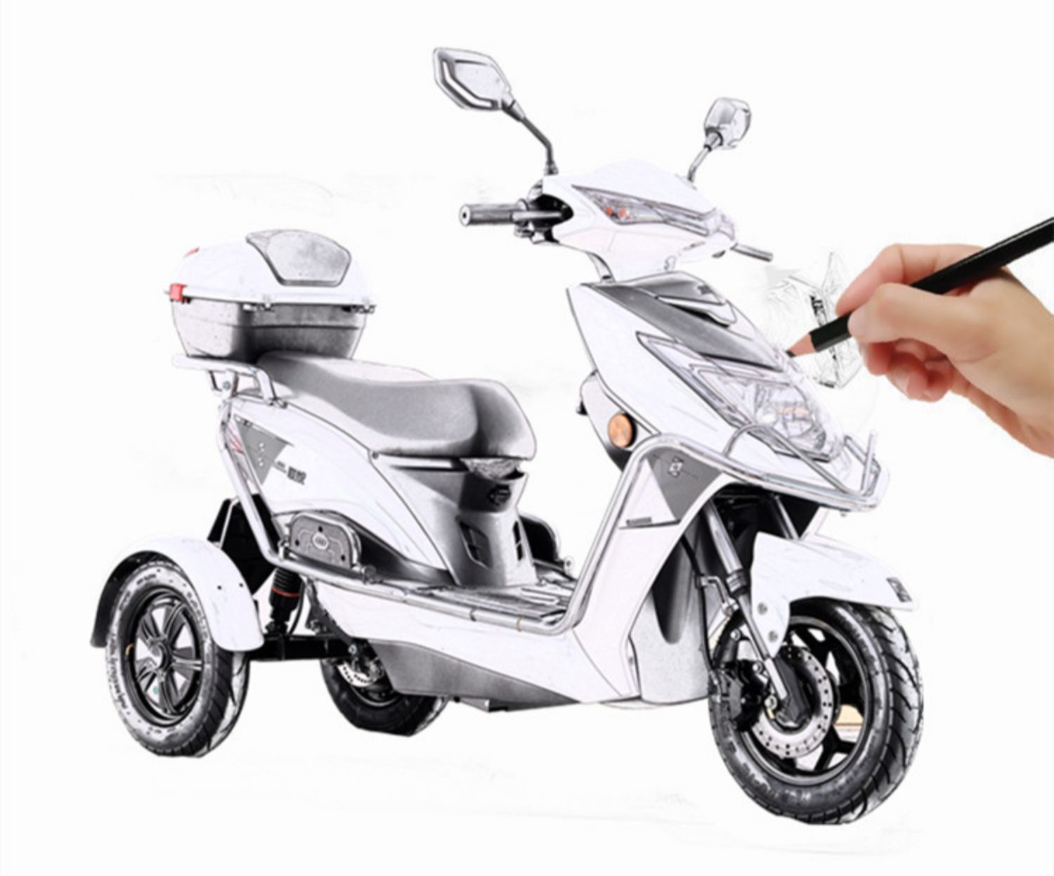 油电两用增程式电动三轮车油电混合电动三轮摩托车代步电瓶车家用