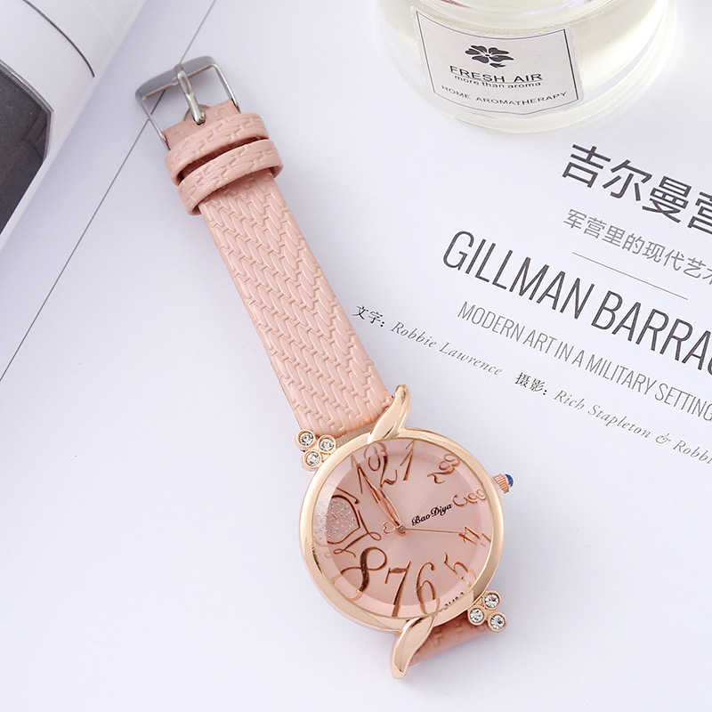 New Fashion Women's Quartz Watch Creative Art Quartz Watch All-Match Heart Shape with Diamond Couple Gift Watch
