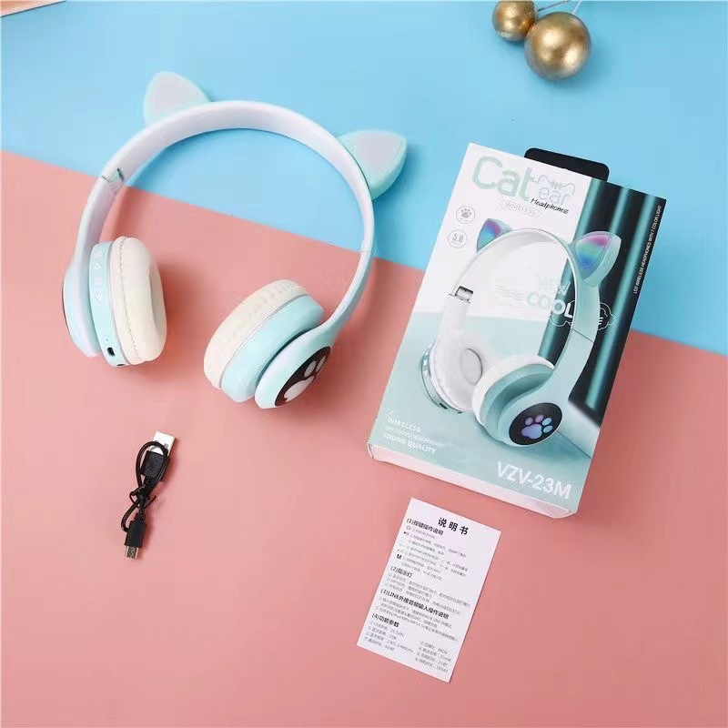 VIV-23M Bluetooth Headset Light-Emitting Cat Ear Wireless Headset Stereo Sound Sports Game Headset