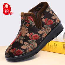 冬季老北京布鞋加绒保暖休闲女士棉鞋中老年舒适妈妈鞋老太太棉鞋