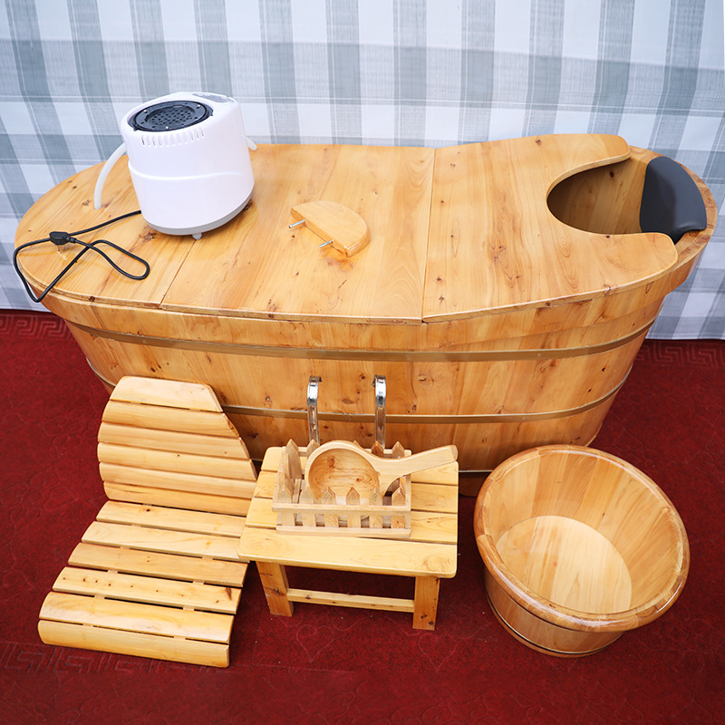 木质洗澡桶熏蒸香柏木成人全身家用泡澡木桶带盖浴缸汗蒸沐浴桶