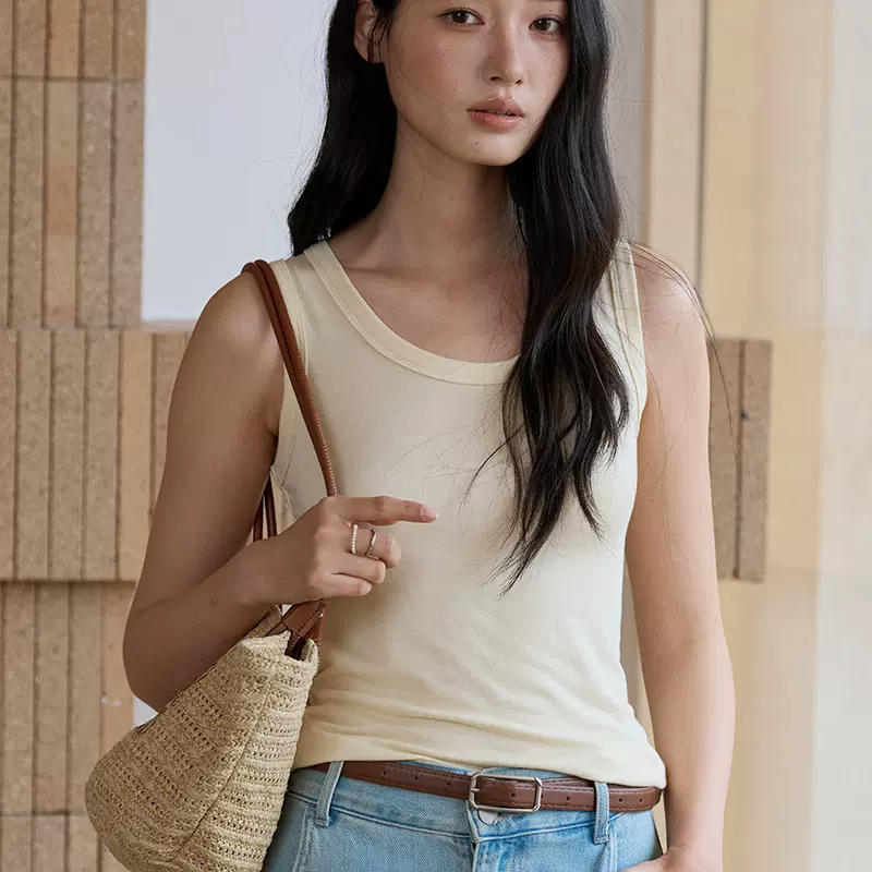 天丝莫代尔羊毛背心女春夏新款桑蚕丝内搭打底衫简约舒适修身吊带