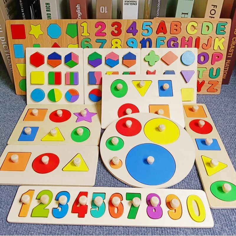 Montessori Teaching Aids Geometric Figure Panel Intelligence Puzzle Puzzle round Shape Matching Cognition Early Childhood Educational Toys