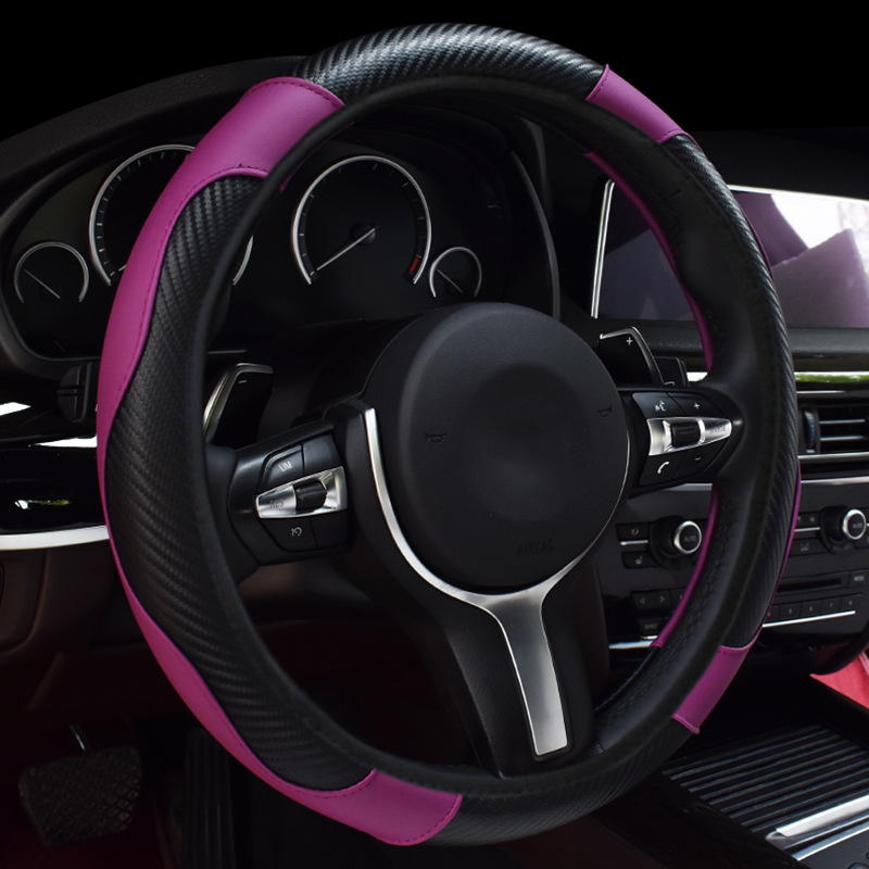 Car Steering Wheel Cover Elastic without Inner Ring Carbon Fiber Leather Four Seasons Universal Cross-Border E-Commerce Model Steering Wheel Cover Wholesale