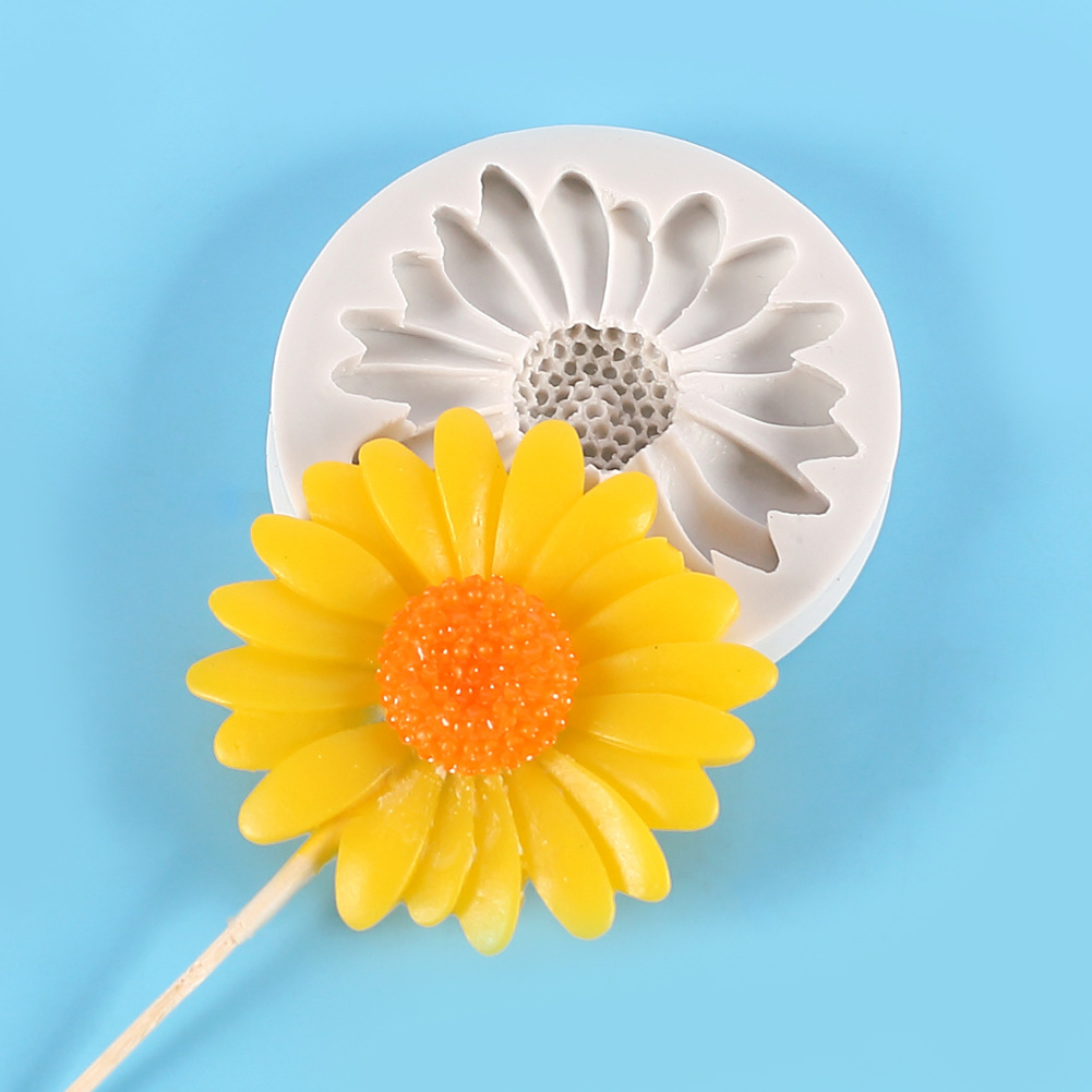 两款大小号菊花造型棒棒糖液态硅胶模具 diy翻糖蛋糕巧克力硅胶模