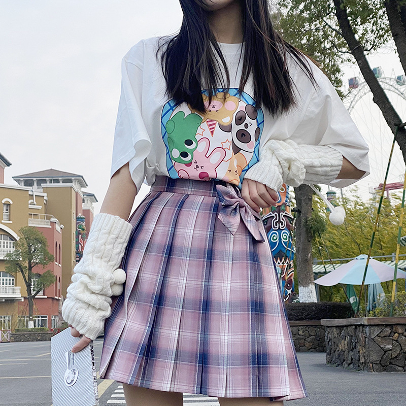 2021春夏新款jk制服日系学院风短袖t恤jk上衣短袖百褶裙jk套装