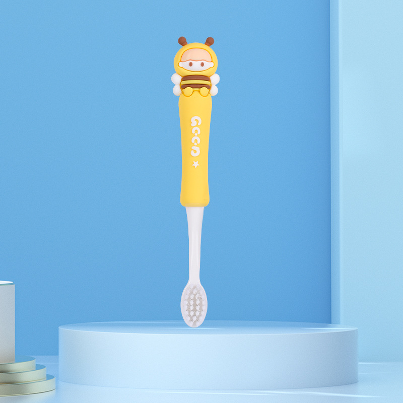 Cartoon Soft-Bristle Toothbrush Children's Cute Bear Toothbrush Soft Hair Does Not Hurt Gum Toothbrush Baby Silicone Toothbrush
