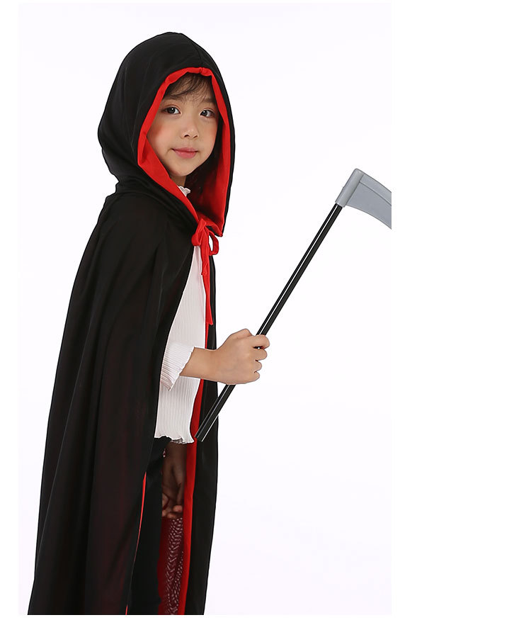 万圣节儿童披风死神披风黑红双色双层正反两穿巫婆巫师斗篷道具
