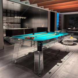 莱特水晶钢化玻璃台球桌中式美式黑八亚克力家庭标准型