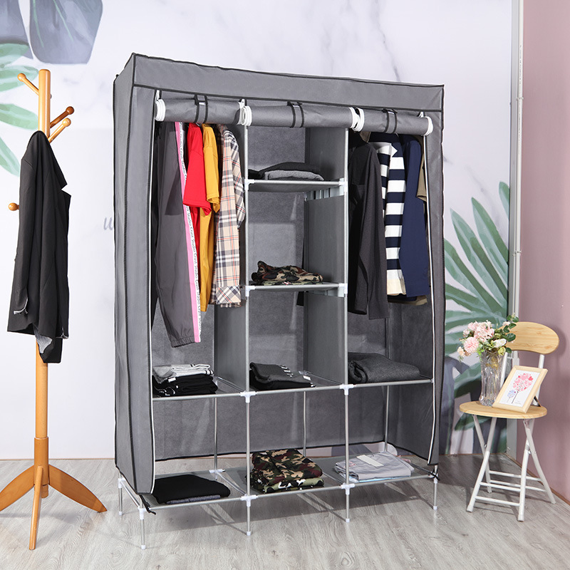 Multi-Functional Wholesale Foreign Trade Assembly Non-Woven Wardrobe Large Capacity Simple Wardrobe Steel Frame Folding Wardrobe Reinforcement