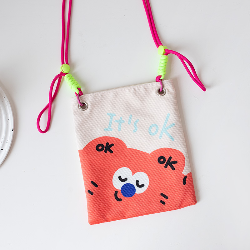2024 Original Spring and Summer New Crossbody Bag Female Color Matching Macaron Stitching Children Cute Cartoon Small Cloth Bag