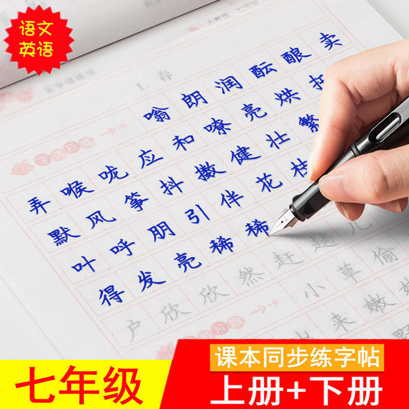 初中生7七年级字帖人教版上下册初一语文同步钢笔楷书临摹练字帖