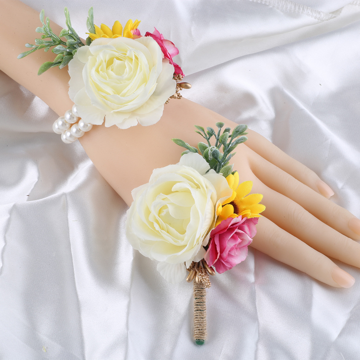 批发婚礼新郎新娘胸花伴娘伴郎襟花手腕花父母贵宾闺蜜主持人095