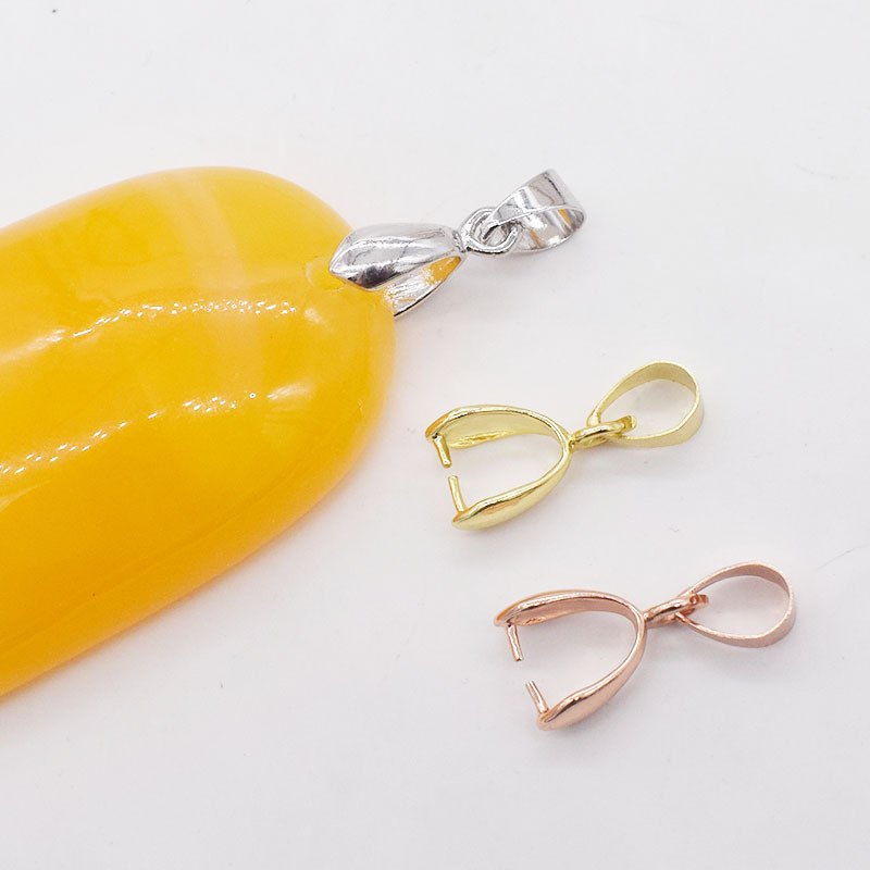 925半银扣子玉坠夹扣玉扣吊坠扣头翡翠水晶瓜子扣项链扣卡扣配件