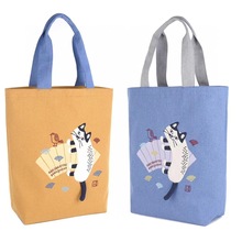 日本kusuguru刺绣爬猫单肩包手提包手拎包帆布包逛街通勤卡通948
