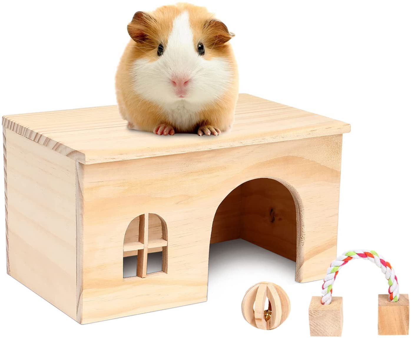 木质仓鼠窝禽类四季小房子龙猫窝兔子迷你刺猬长方形保暖小木屋