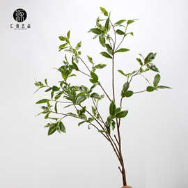 仿真绿植 雀舌叶105CM 园林造景家居花艺人造植物假树枝单支叶材