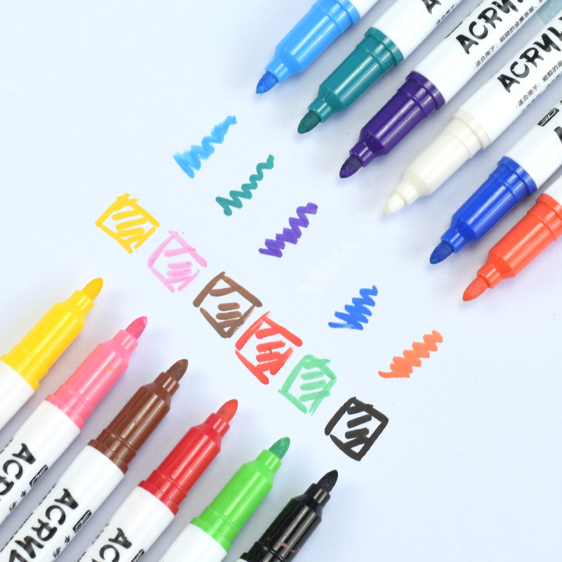 Factory Direct Sales Acrylic Marker Pen Set Water-Based Student Doodle Painting Ceramic Acrylic Brush Quick-Drying Waterproof Wholesale