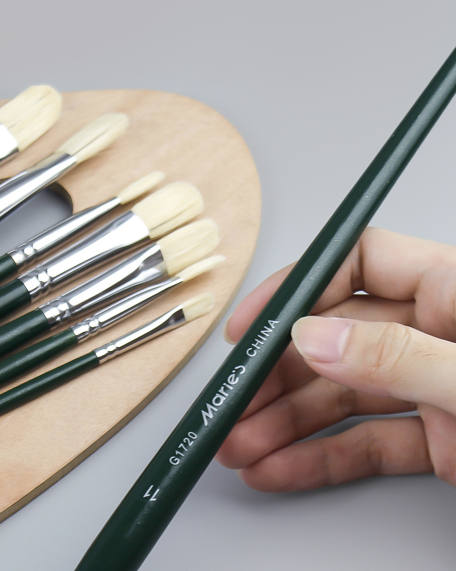 马利牌油画笔单支猪鬃长杆美术专业级画笔油画丙烯色彩绘画油画笔