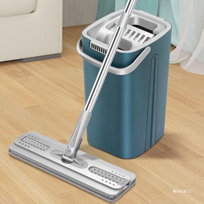 加厚懒人免手洗刮刮乐拖把拖布家用一拖净干湿两用带桶地拖地拖把