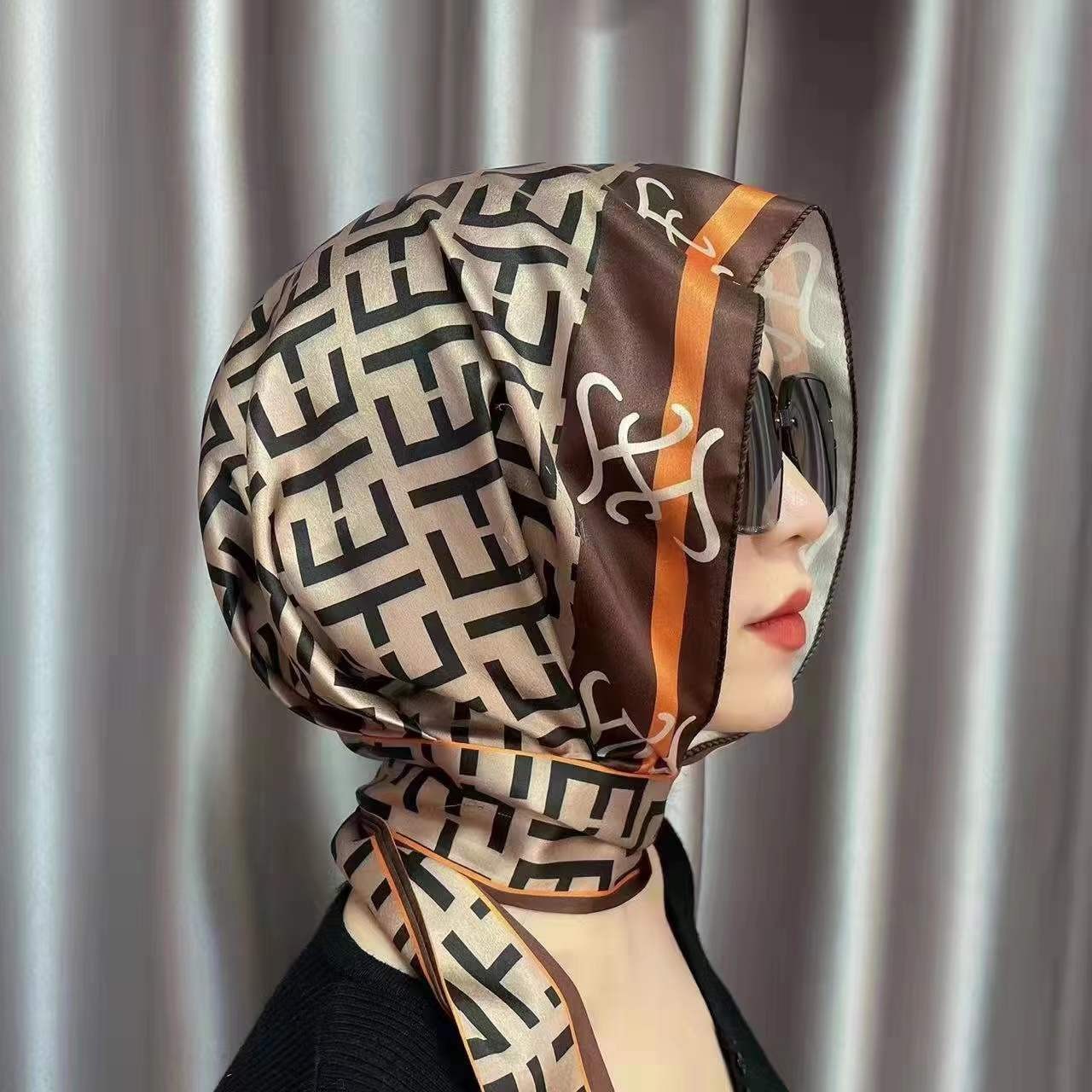 穆斯林头巾春秋夏新款百变定位丝巾套头盖头面纱女士回族时尚围巾