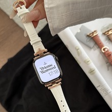 土星金属扣西太后皮质表带细款适用于s789苹果手表带iwatchSE气质