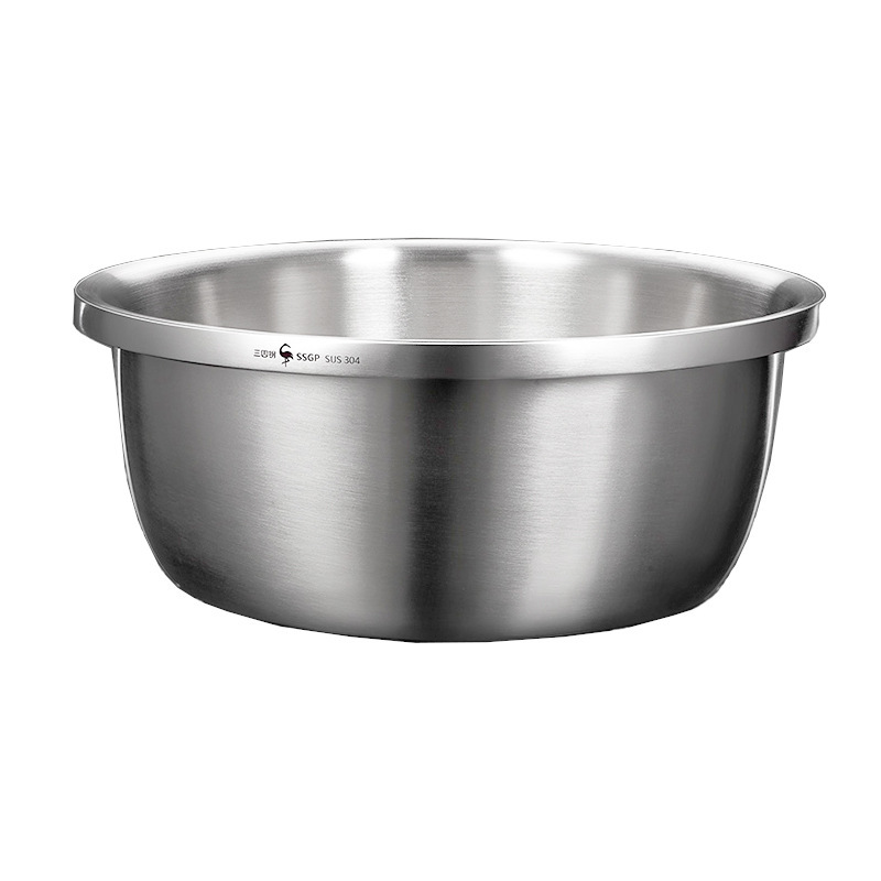 Sansi Steel Washing Basin Thick round Seasoning Egg Pots Kitchen Cooking Soup Plate Household Stainless Steel Dough Basin