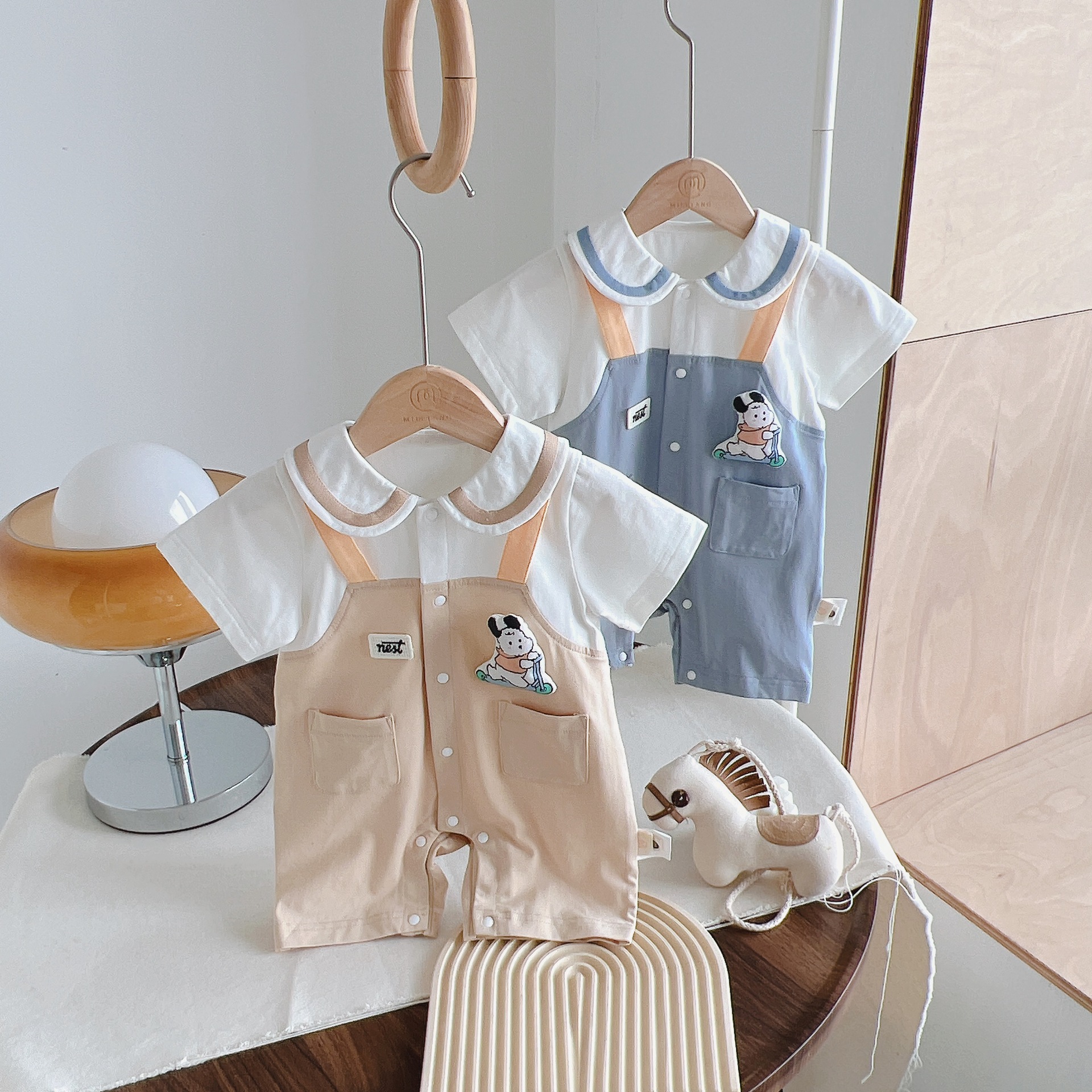 婴儿夏装衣服龙凤宝宝连体衣满月百天超萌薄款短袖薄哈衣爬服夏季