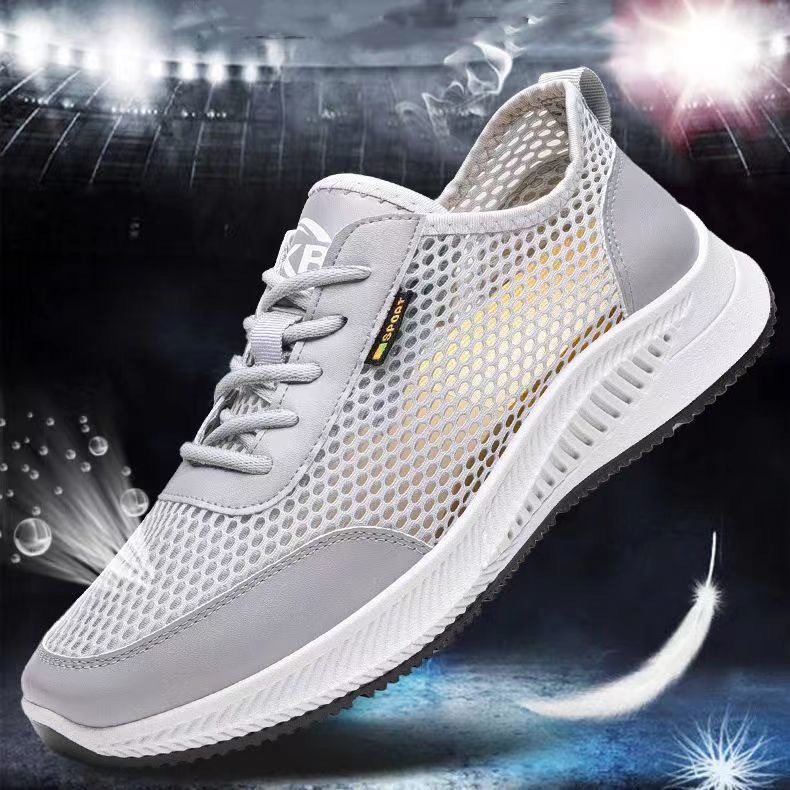 Men's Shoes Large Mesh Men's Sneaker Summer Shoes Men's Mesh Breathable Thin Mesh Surface Shoes Student Single Mesh Casual Shoes