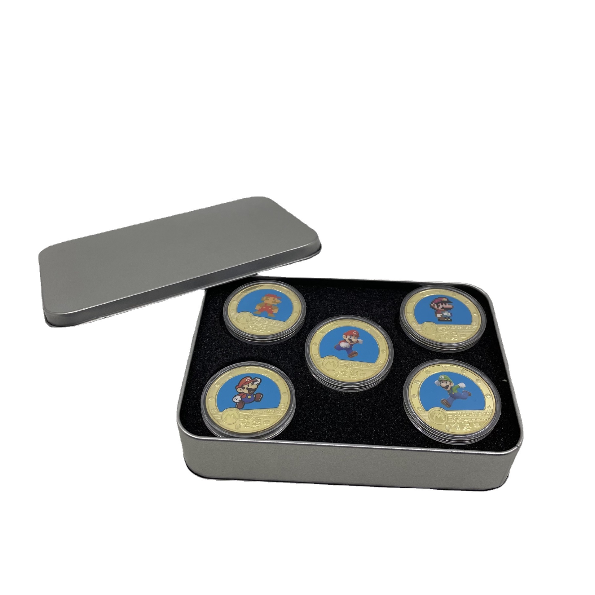 跨境 超级玛丽 纪念硬币金属工艺品 镀金压铸贴纸徽章 批发工厂订