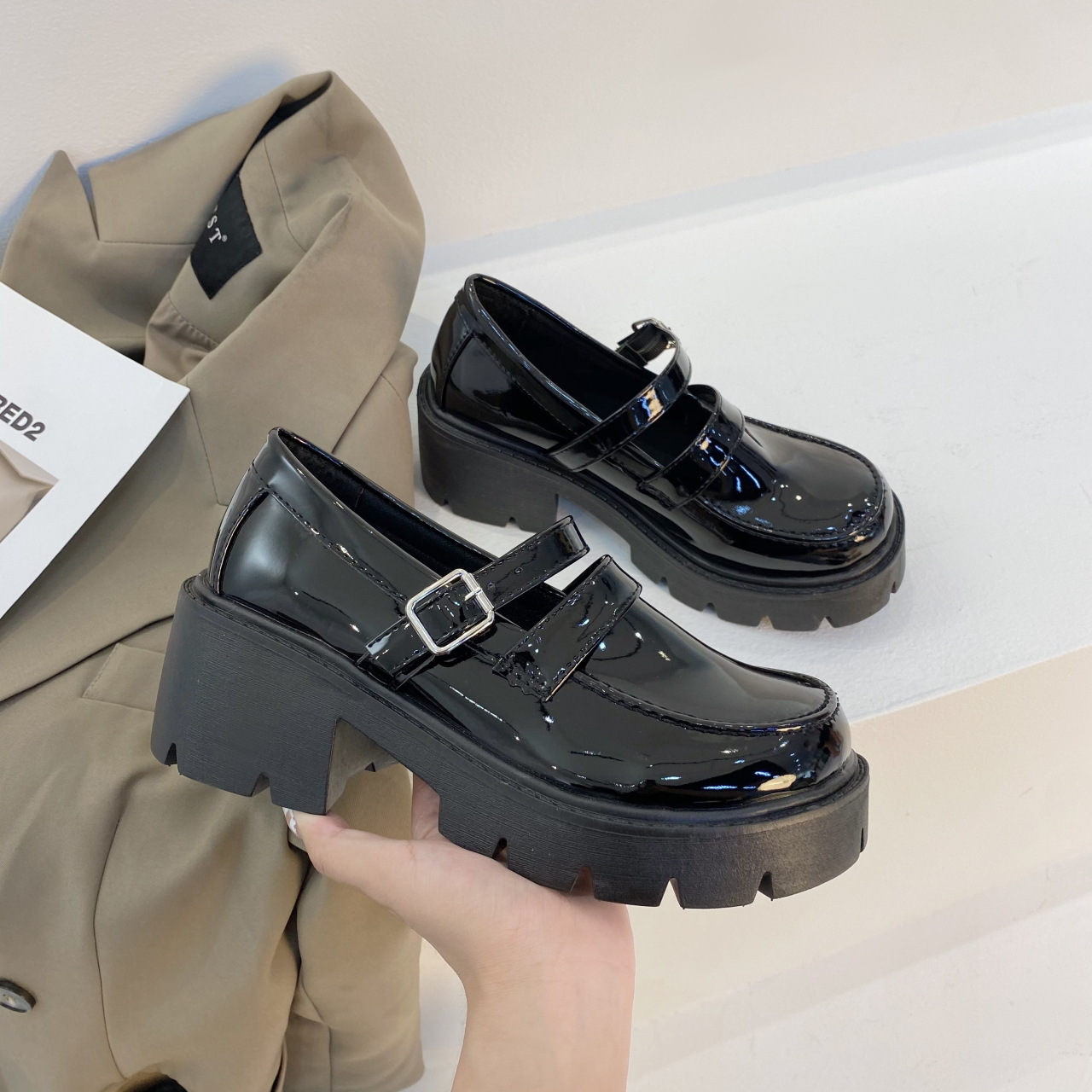 厚底玛丽珍小皮鞋女春秋新款学院风韩版学生圆头复古日系制服jk鞋