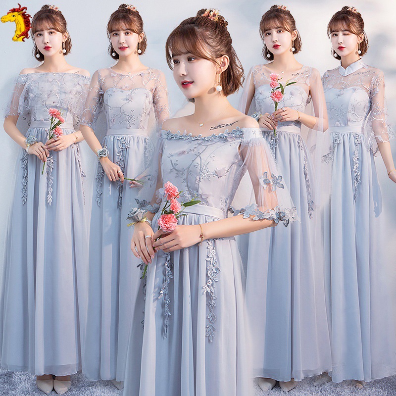 伴郎汉服姐妹团大码礼服伴娘礼服香槟色新款长款晚礼服学生敬酒服