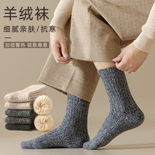 秋冬男士羊毛袜子中筒袜加厚保暖加绒毛圈毛巾长筒袜羊绒超厚冬天