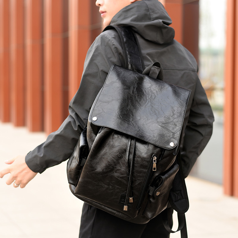 computer bag men‘s backpack backpack fashion brand fashion travel bag casual youth simple schoolbag soft leather student book