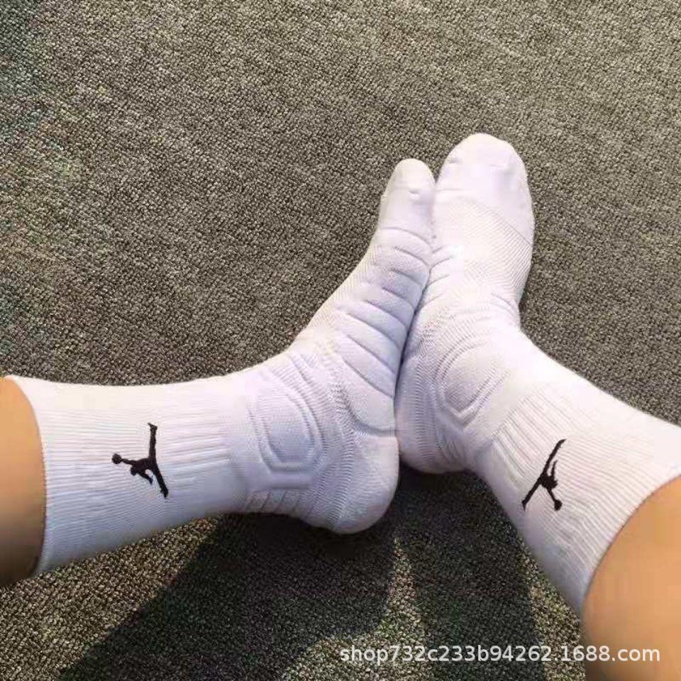 aj飞人刺绣袜子男女彩色毛巾底加厚款中高筒袜子运动精英篮球袜