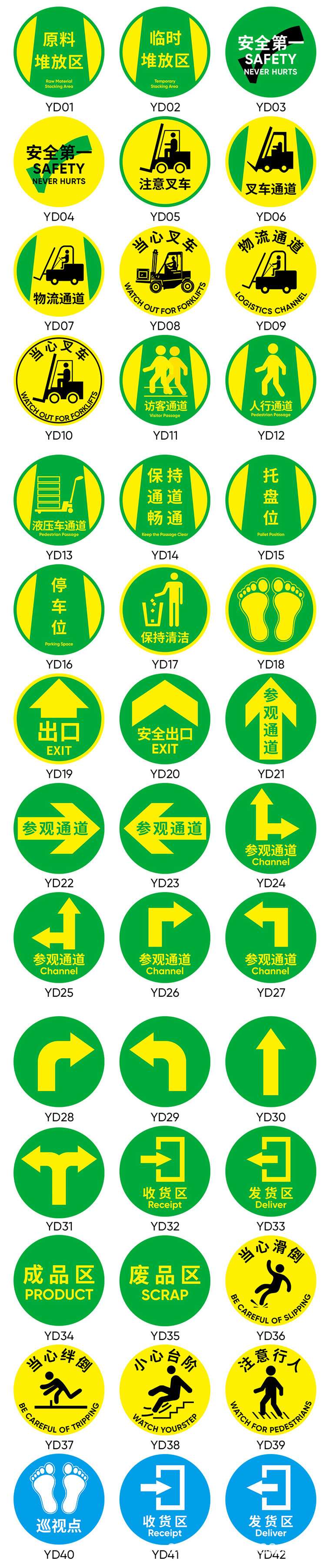 物流通道叉车通道车间引导指示牌地贴斜纹磨砂5s6s地面标识地贴