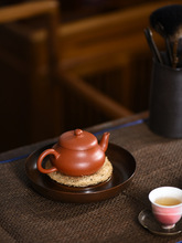 批发日式手工复古圆形紫铜壶承干泡茶台小托盘储水茶盘养壶垫茶具