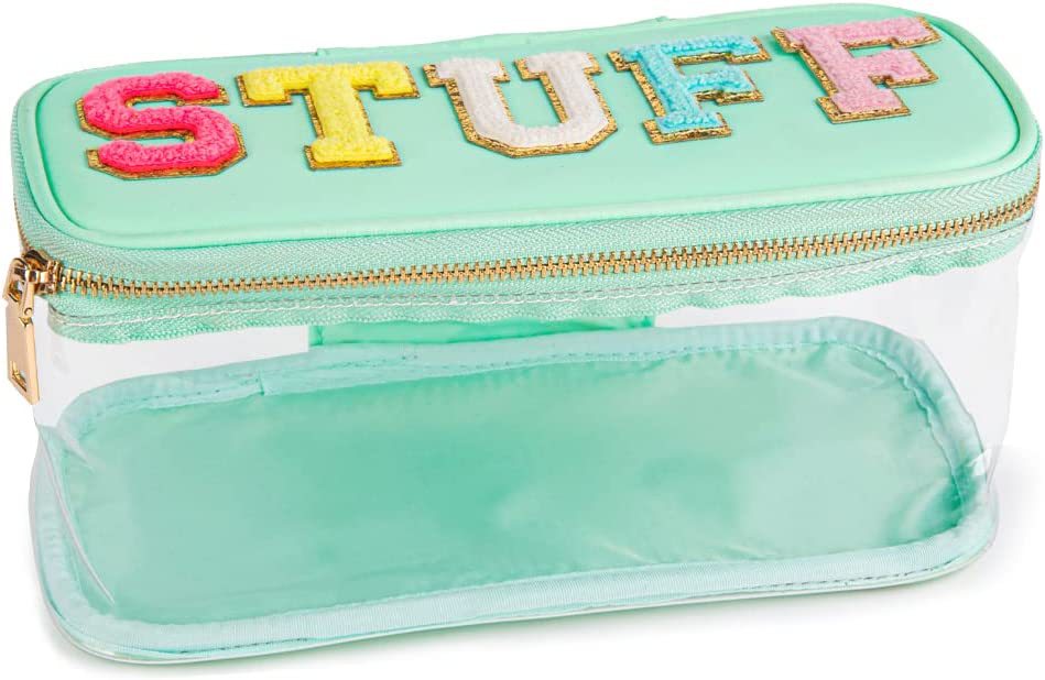 Factory Direct Sales Customized Nylon Transparent PVC Letters Embroidered Stuff Cosmetic Bag Wash Bag Clutch Storage Bag