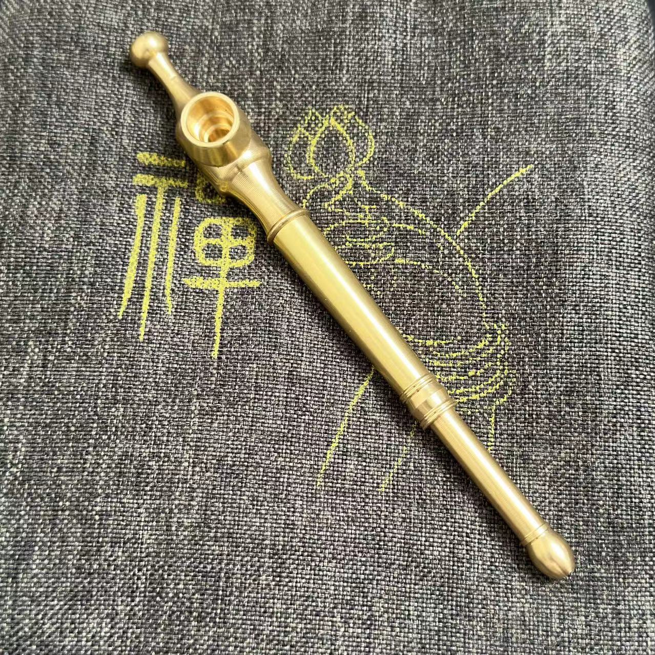 纯铜两用烟斗过滤便携黄铜双用卷烟旱烟杆金属烟杆直式工厂批发