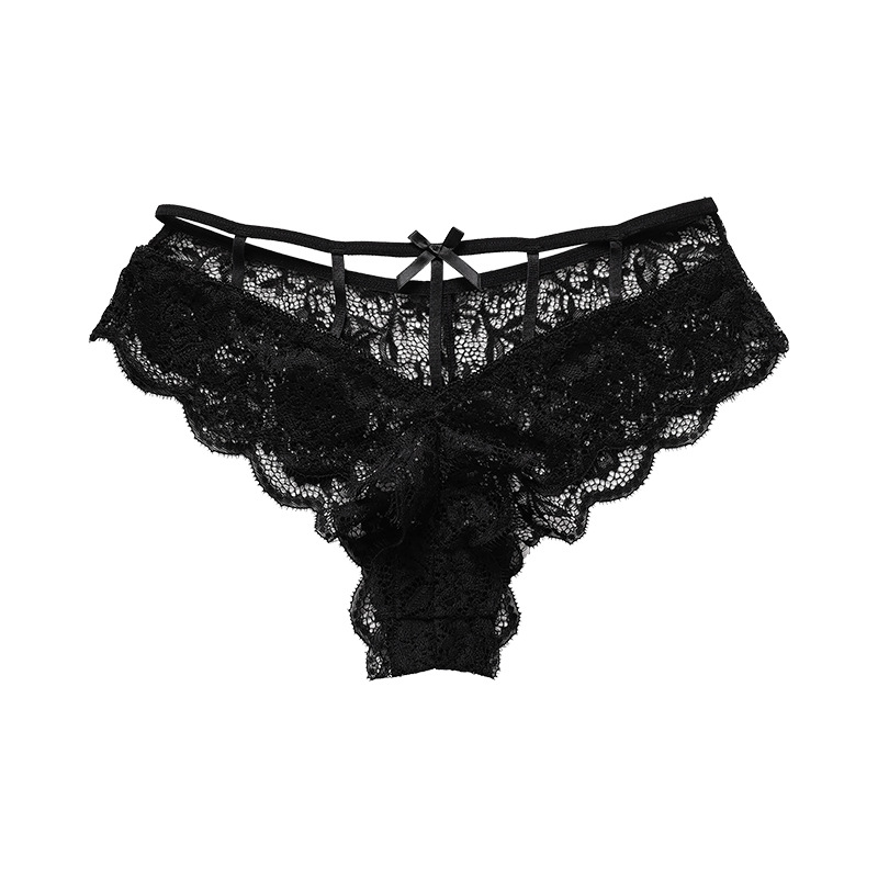 French Sexy Girl Underwear Sexy Romantic Lace Bow Large Size Low Waist Fitness Sports Women's Briefs