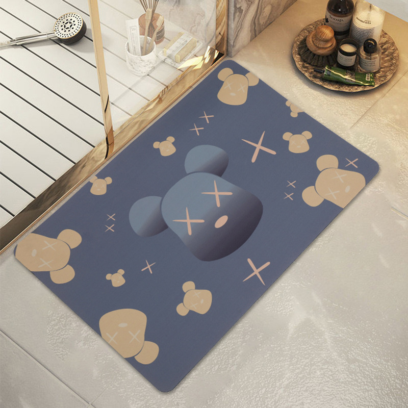 3.5mm Violent Bear Floor Mat Diatom Ooze Bathroom Absorbent Non-Slip Floor Mat Soft Cushion Toilet Doorway Carpet Doormat