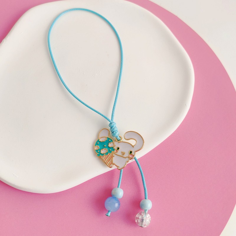 Cute Cartoon Cinnamoroll Babycinnamoroll Pendant Car Key Ring Braid Rope Creative Mobile Phone Chain Pendant Bag Accessories Female