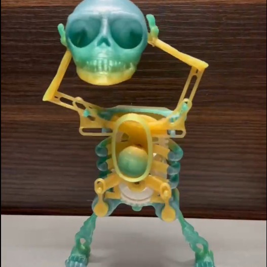 Best-Seller on Douyin 3d Printing Luminous Dancing Skull Skeleton Human Decompression Sand Carving Gear Clockwork Assembled Toy