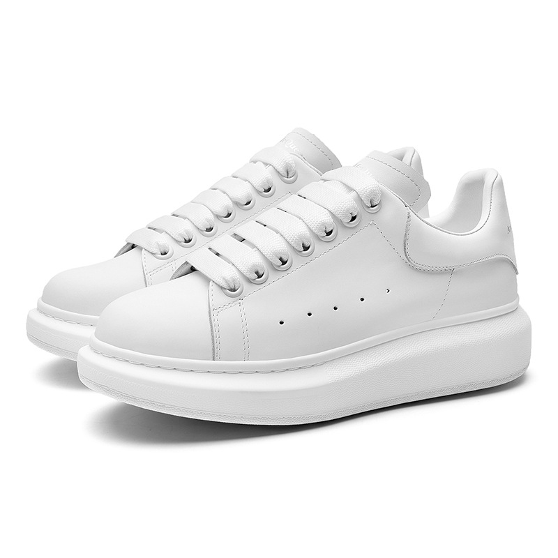 antoniomcqueen/安东尼奥麦昆纯色小白鞋厚底牛皮休闲男女板鞋