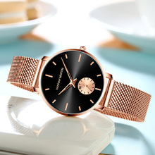 日本机芯女士防水石英手表学生时尚小秒针不锈钢精钢网带手表批发