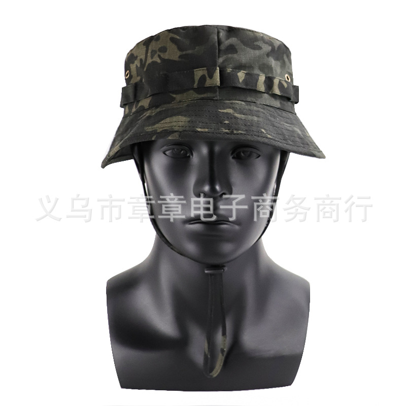 Cross-Border Supply Outdoor Camouflage Bucket Hat Summer Sun Hat Bucket Hat Men's Alpine Cap Fishing Hat in Stock