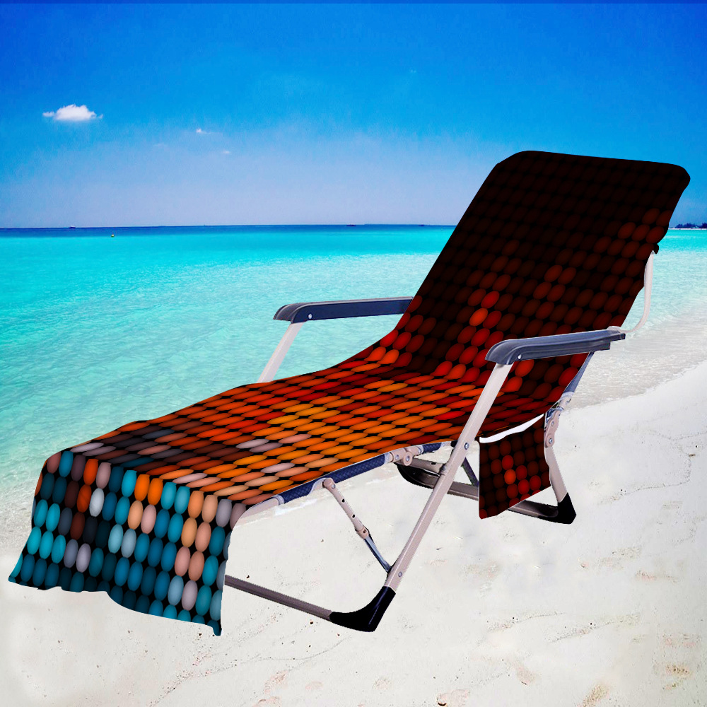 新品超细纤维沙滩椅套躺椅毛巾沙滩巾包3d数码打印一件起发几何款