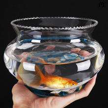迪贸创意水培花器绿萝 花边生态透明 圆形玻璃 金鱼缸 乌龟缸  斗